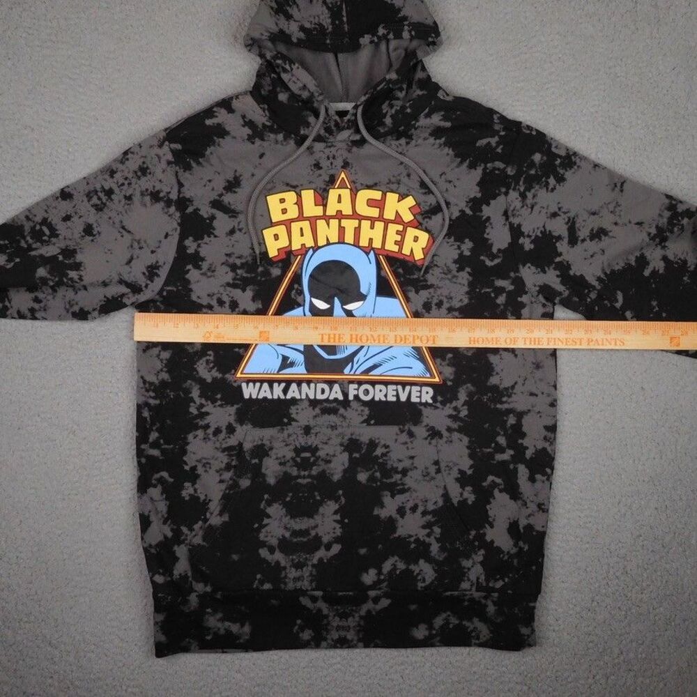 Marvel Black Panther Hoodie Men Medium Gray Tie Dye Wakanda Forever Pullover NWT - Picture 7 of 12